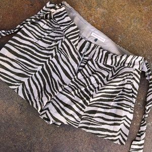 Rebecca Taylor Zebra High Waisted Silk Short